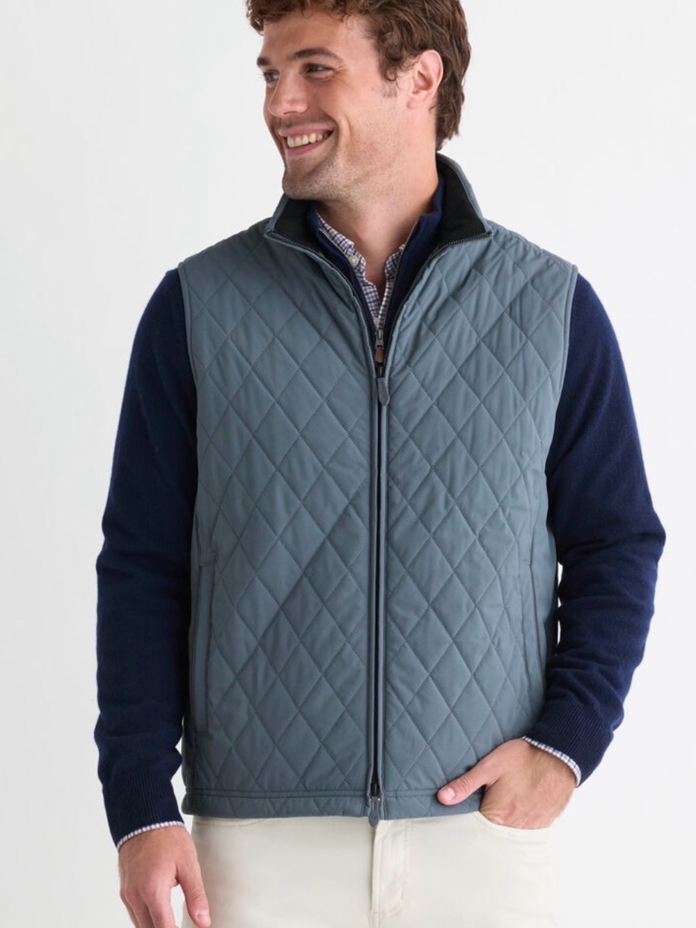 Vineyard Vines Dorset Vest Diamond Quilted Mens Size light blue  Primaloft M